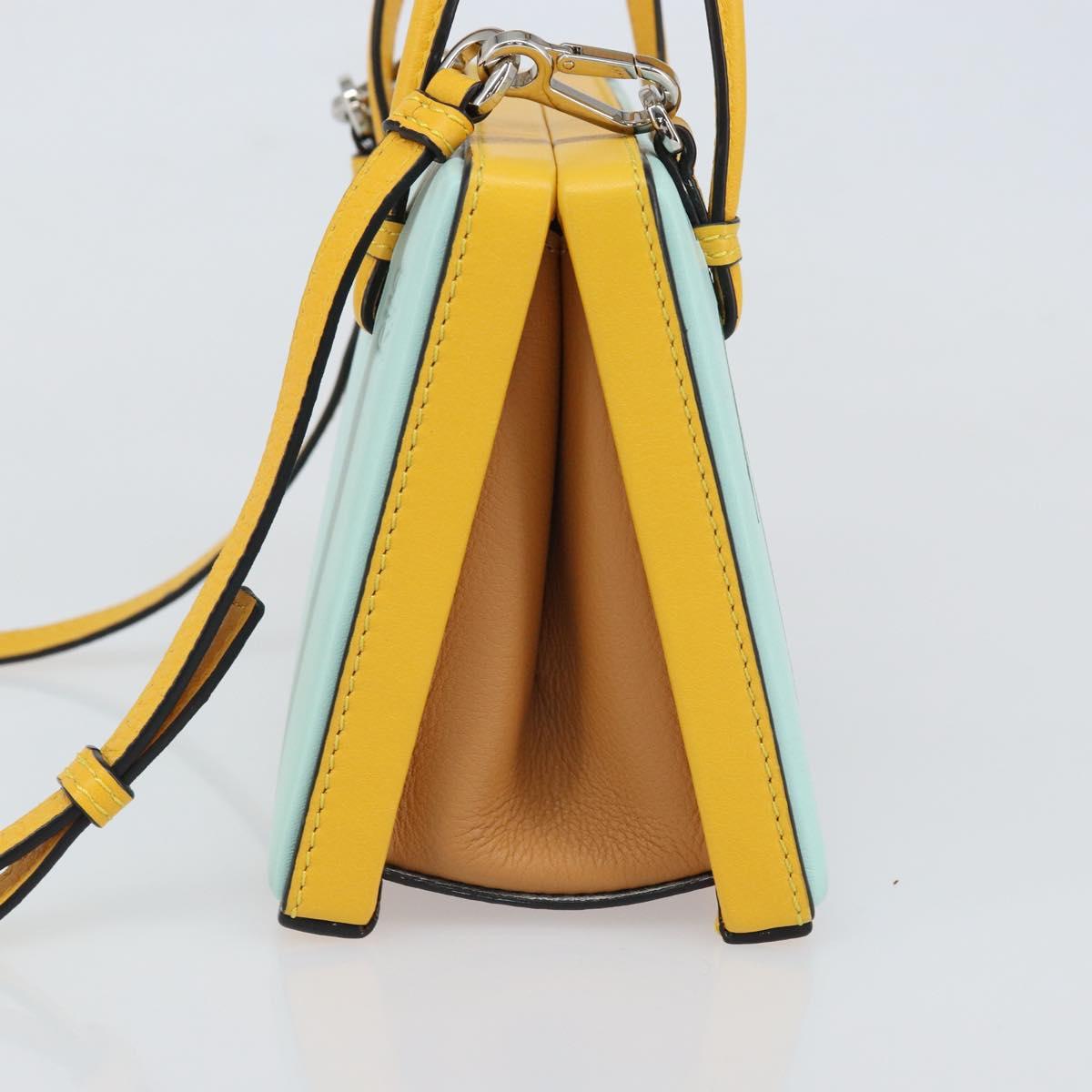 LOEWE Postal Small Hand Bag Leather 2way Yellow Silver Auth 149899SM