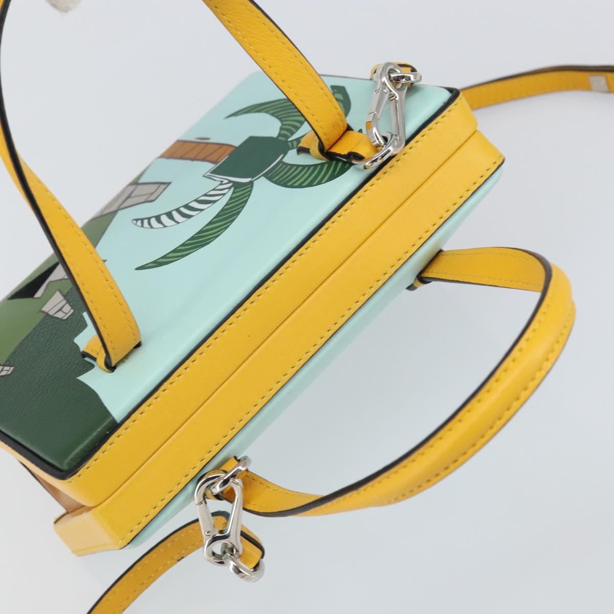 LOEWE Postal Small Hand Bag Leather 2way Yellow Silver Auth 149899SM