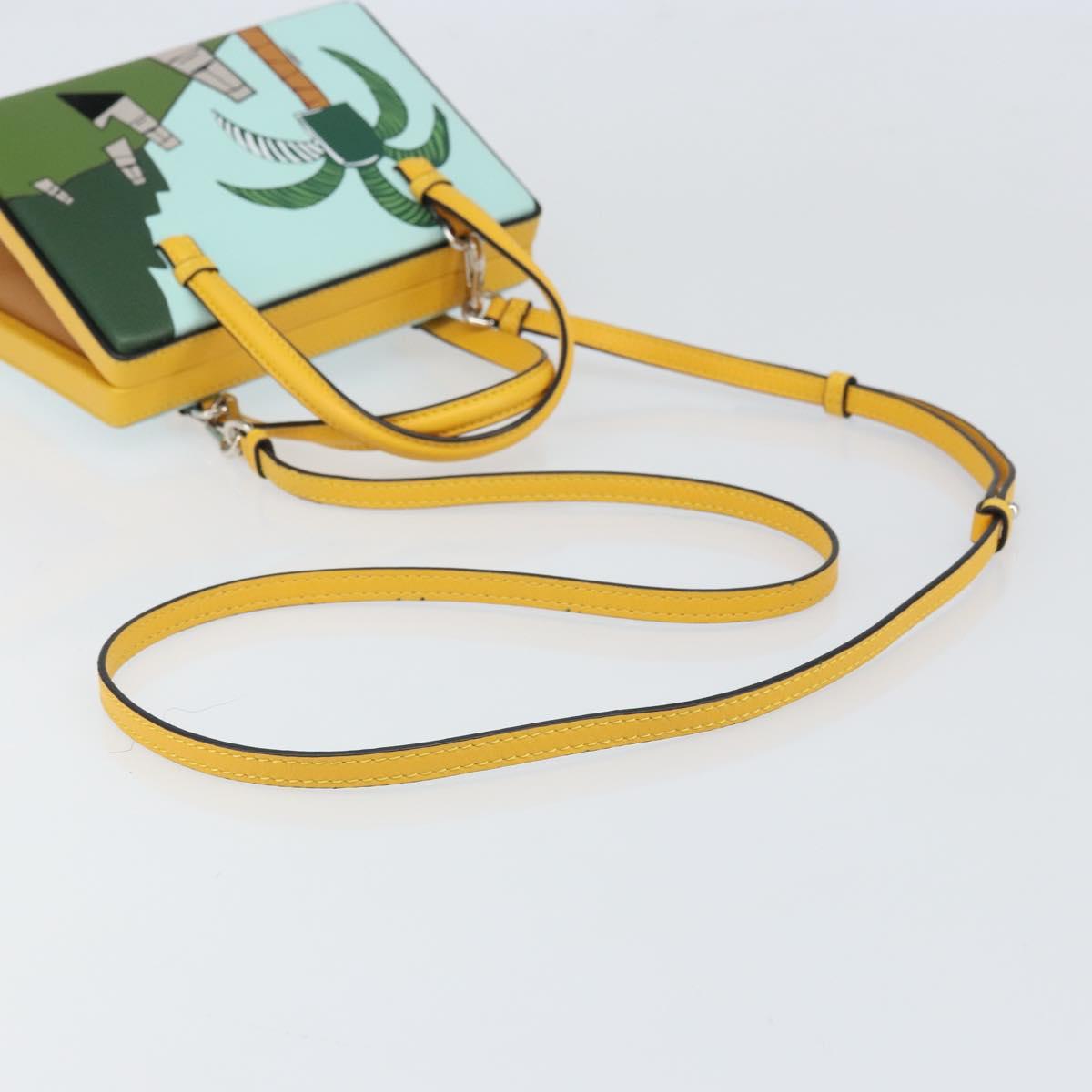 LOEWE Postal Small Hand Bag Leather 2way Yellow Silver Auth 149899SM
