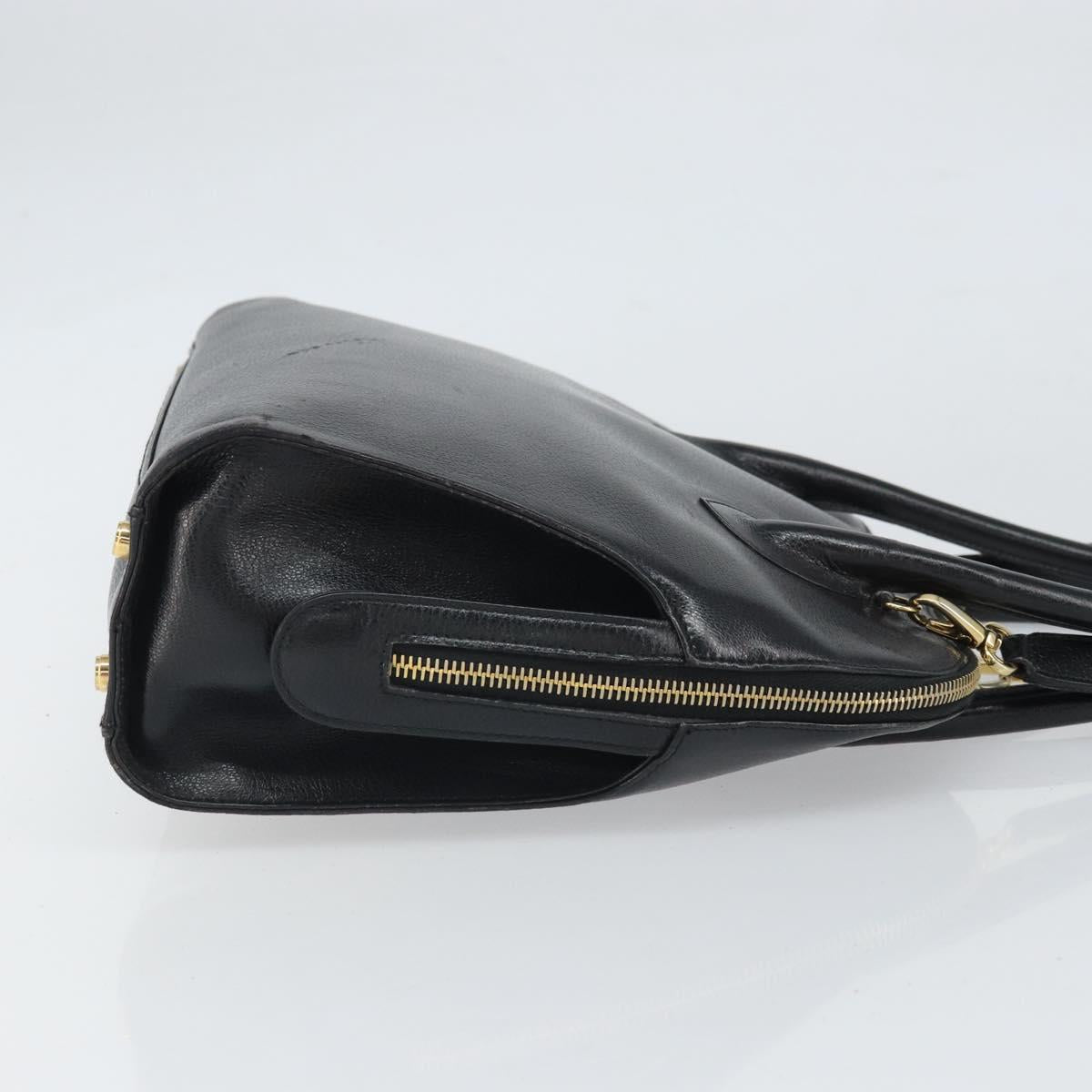 Salvatore Ferragamo Gancini Shoulder Bag Leather 2way Black Gold Auth 149910