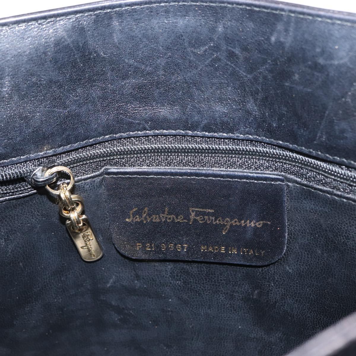 Salvatore Ferragamo Chain Shoulder Bag Leather Black Gold Auth 149911