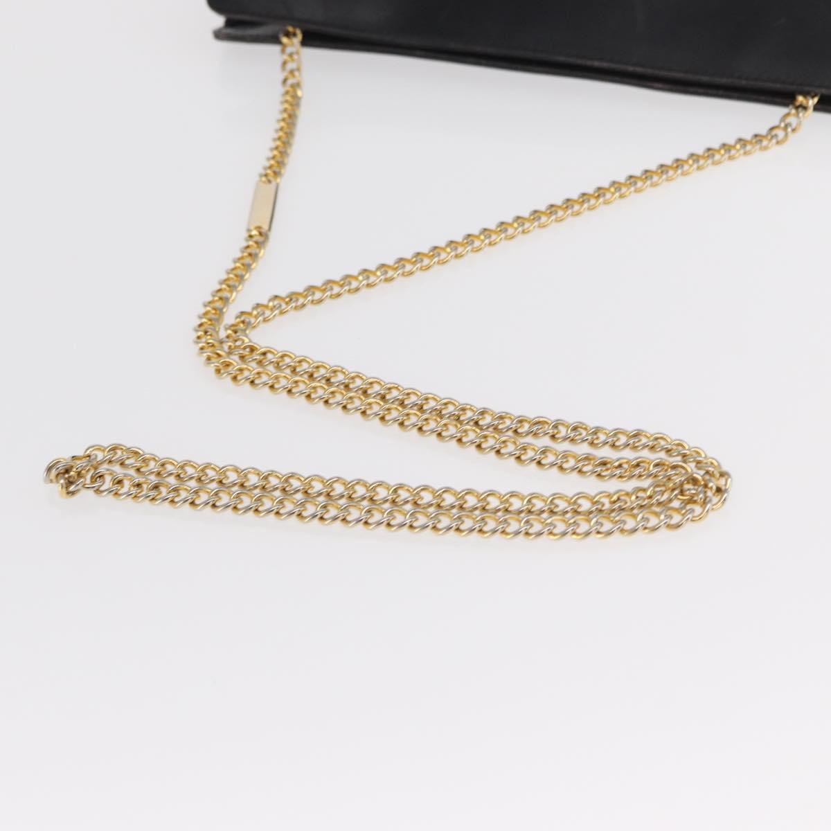 Salvatore Ferragamo Chain Shoulder Bag Leather Black Gold Auth 149911