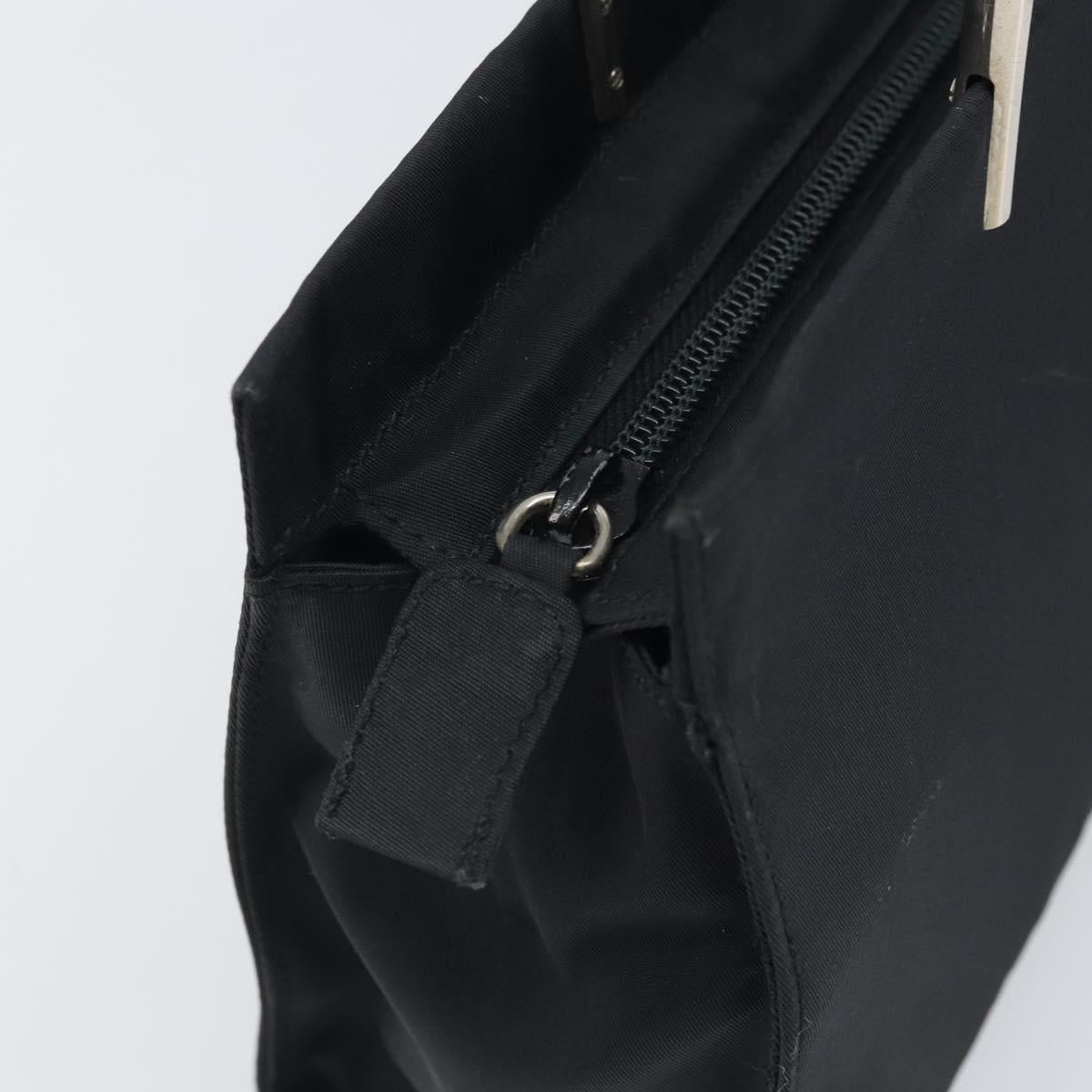 PRADA Hand Bag nylon metal Black Silver Auth 149917V