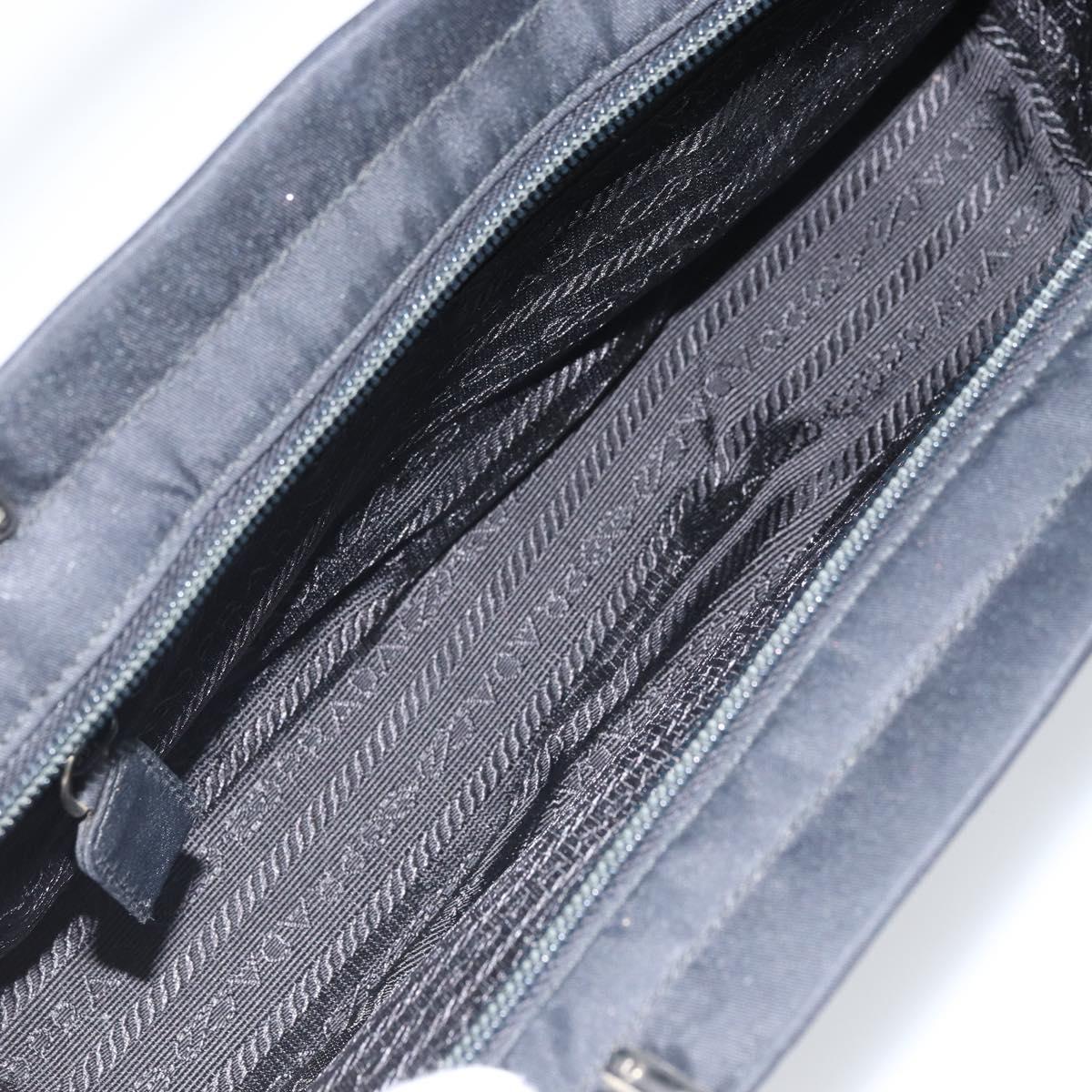 PRADA Hand Bag nylon metal Black Silver Auth 149917V