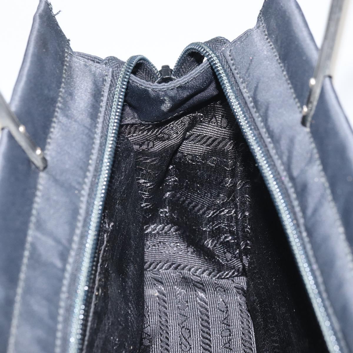 PRADA Hand Bag nylon metal Black Silver Auth 149917V