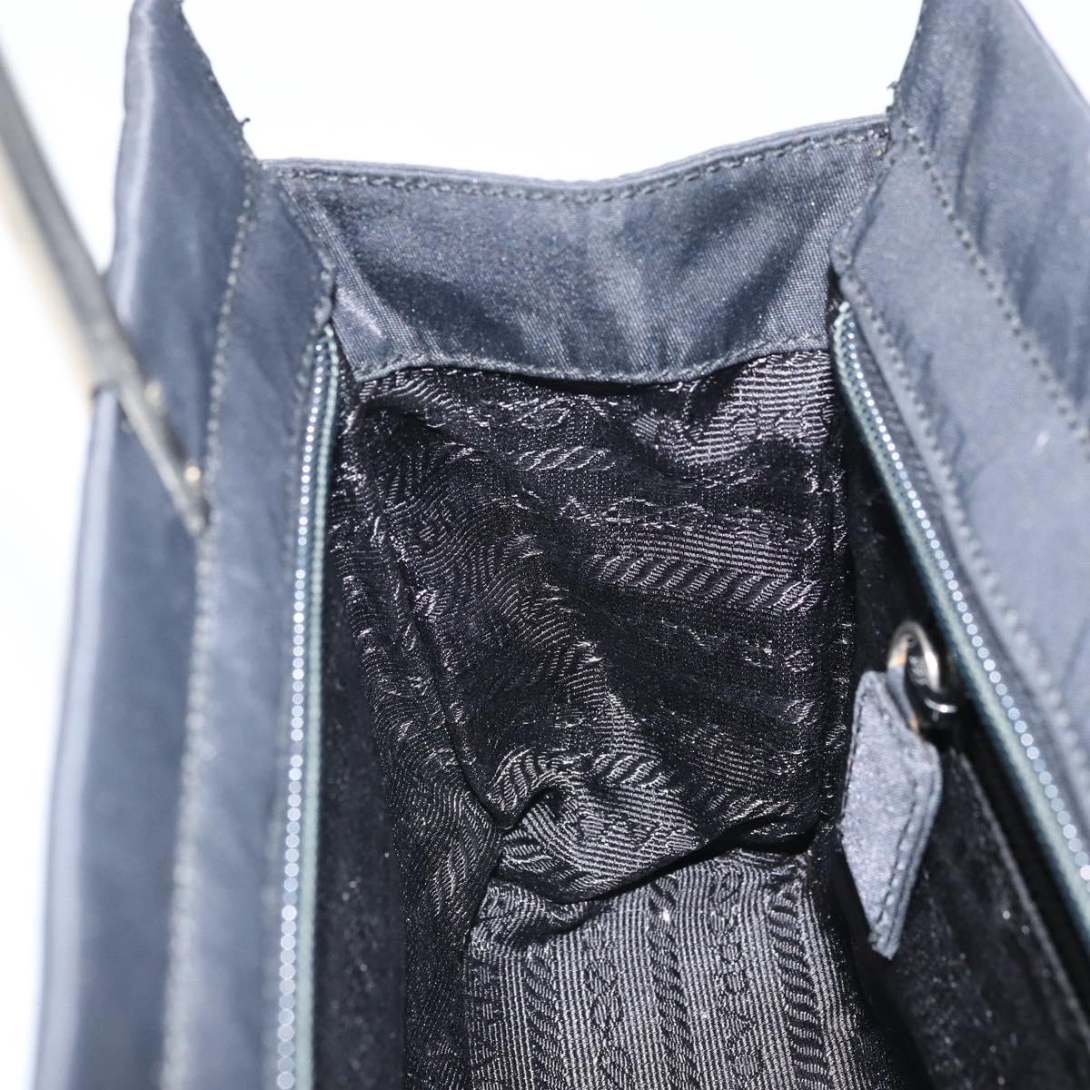 PRADA Hand Bag nylon metal Black Silver Auth 149917V
