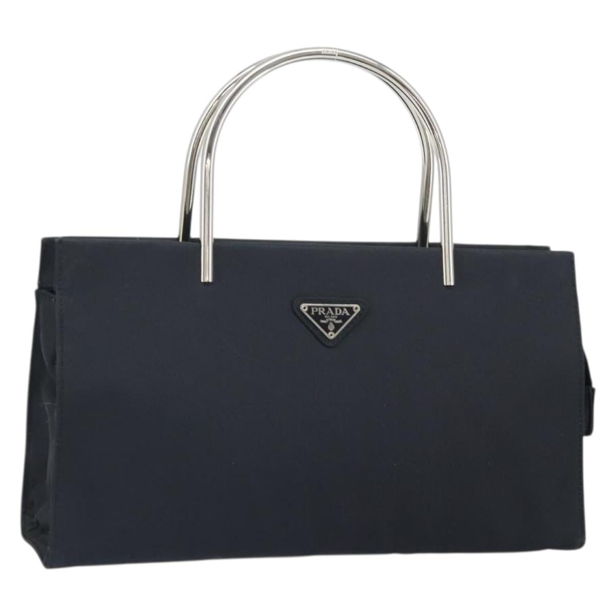 PRADA Hand Bag nylon metal Black Silver Auth 149917V