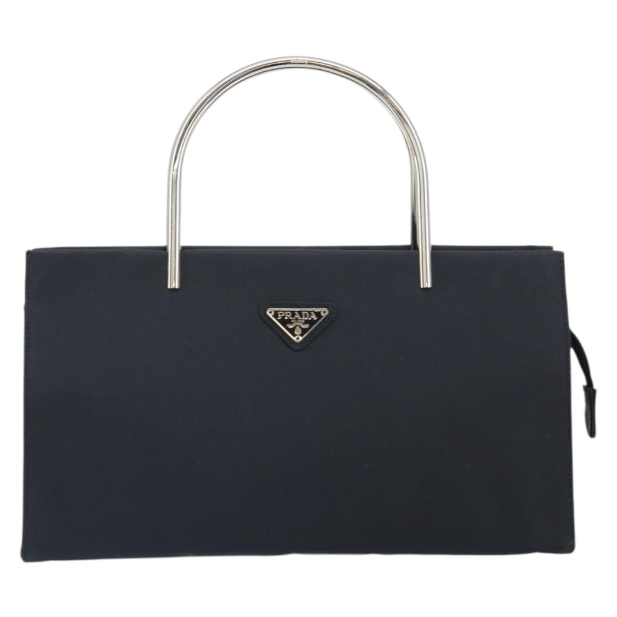 PRADA Hand Bag nylon metal Black Silver Auth 149917V