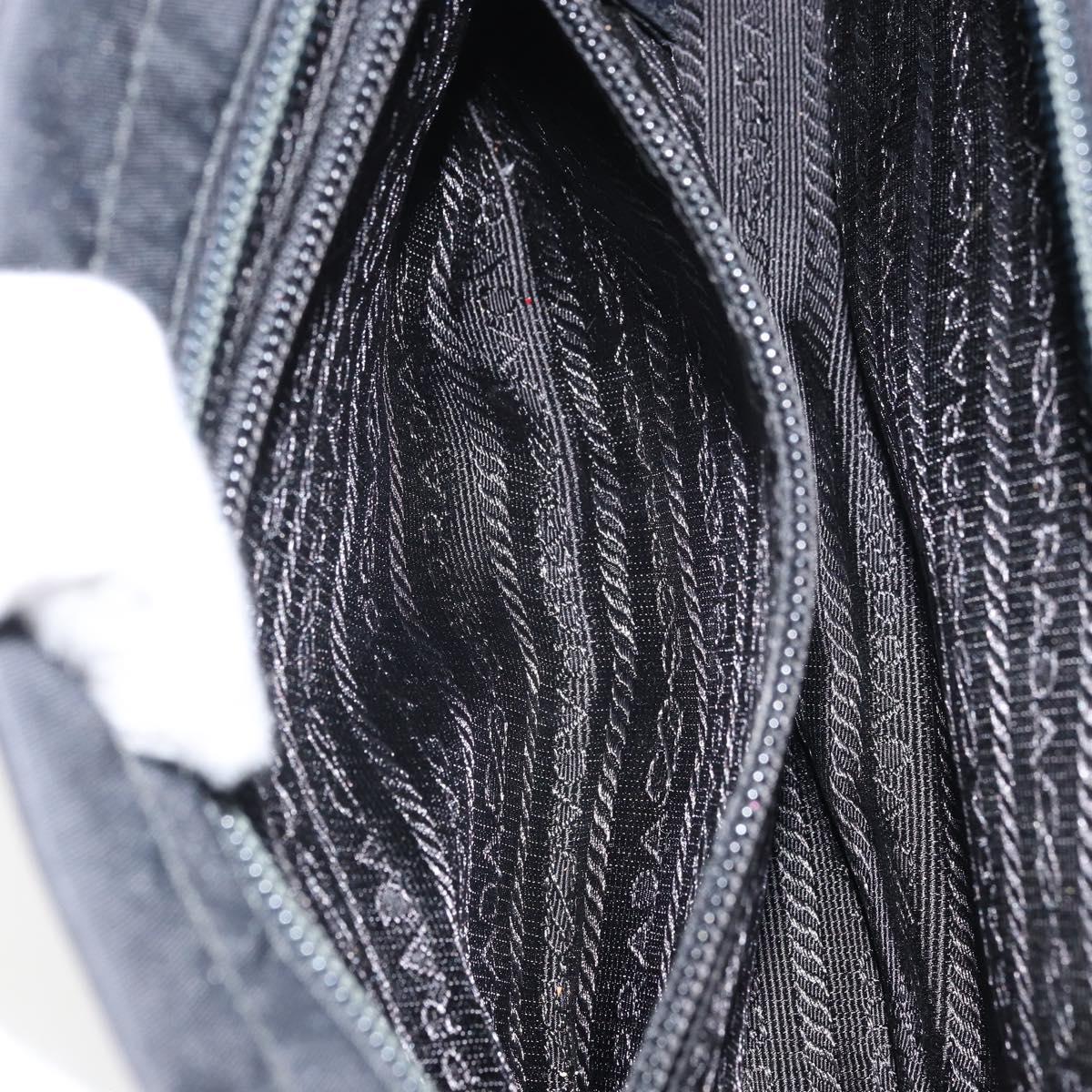 PRADA Hand Bag nylon metal Black Silver Auth 149917V