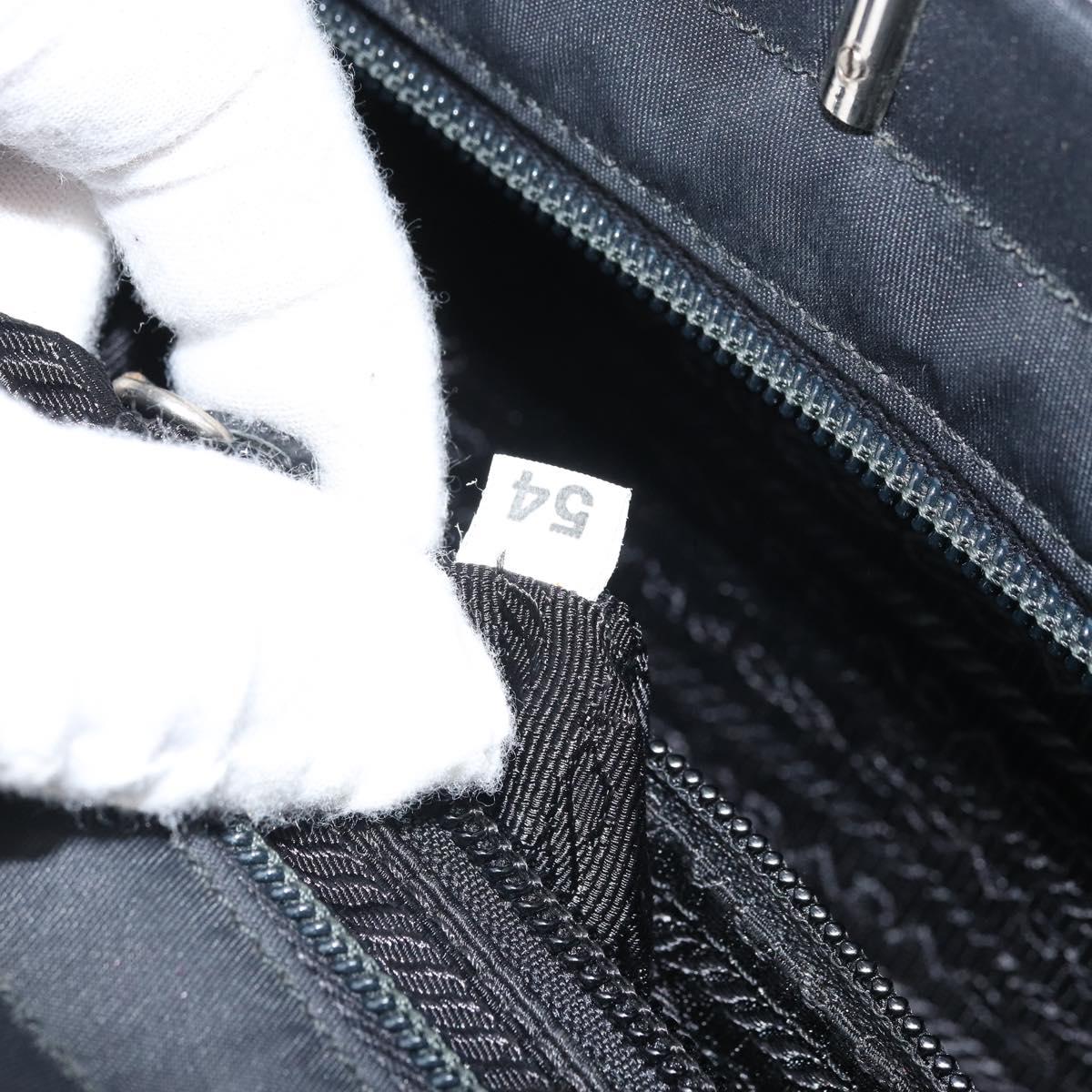 PRADA Hand Bag nylon metal Black Silver Auth 149917V