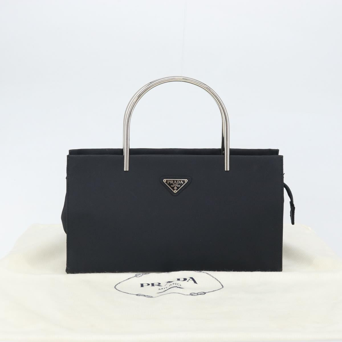PRADA Hand Bag nylon metal Black Silver Auth 149917V