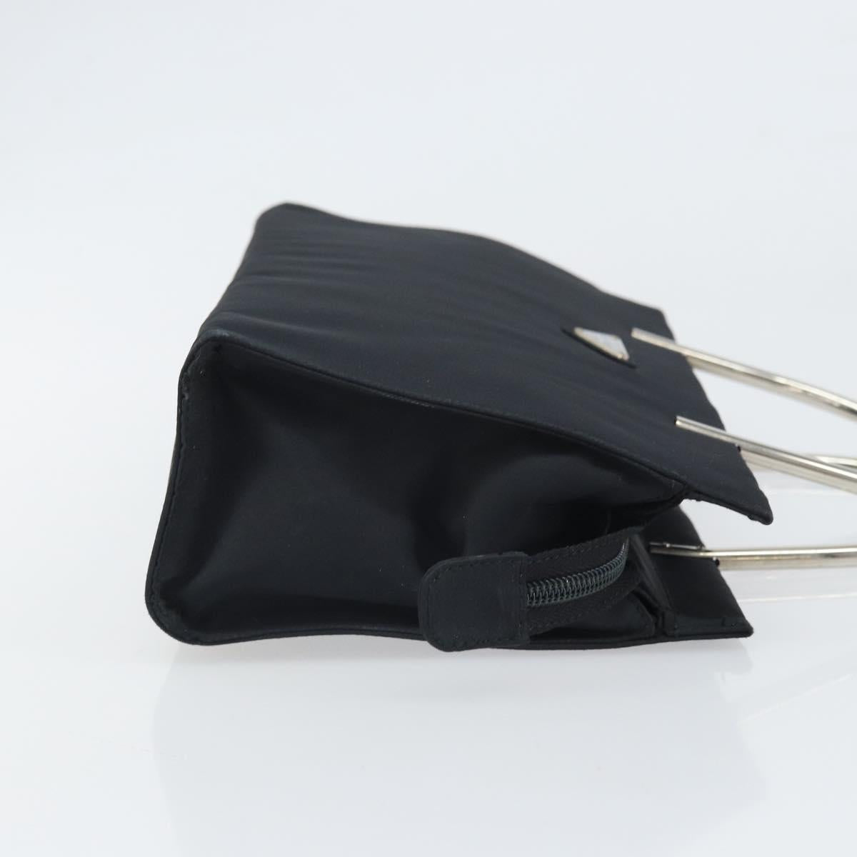 PRADA Hand Bag nylon metal Black Silver Auth 149917V