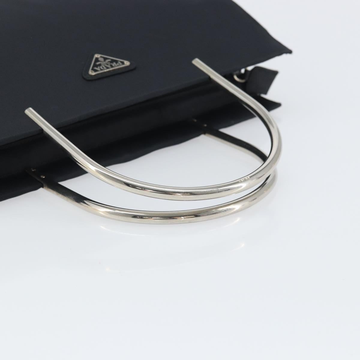 PRADA Hand Bag nylon metal Black Silver Auth 149917V