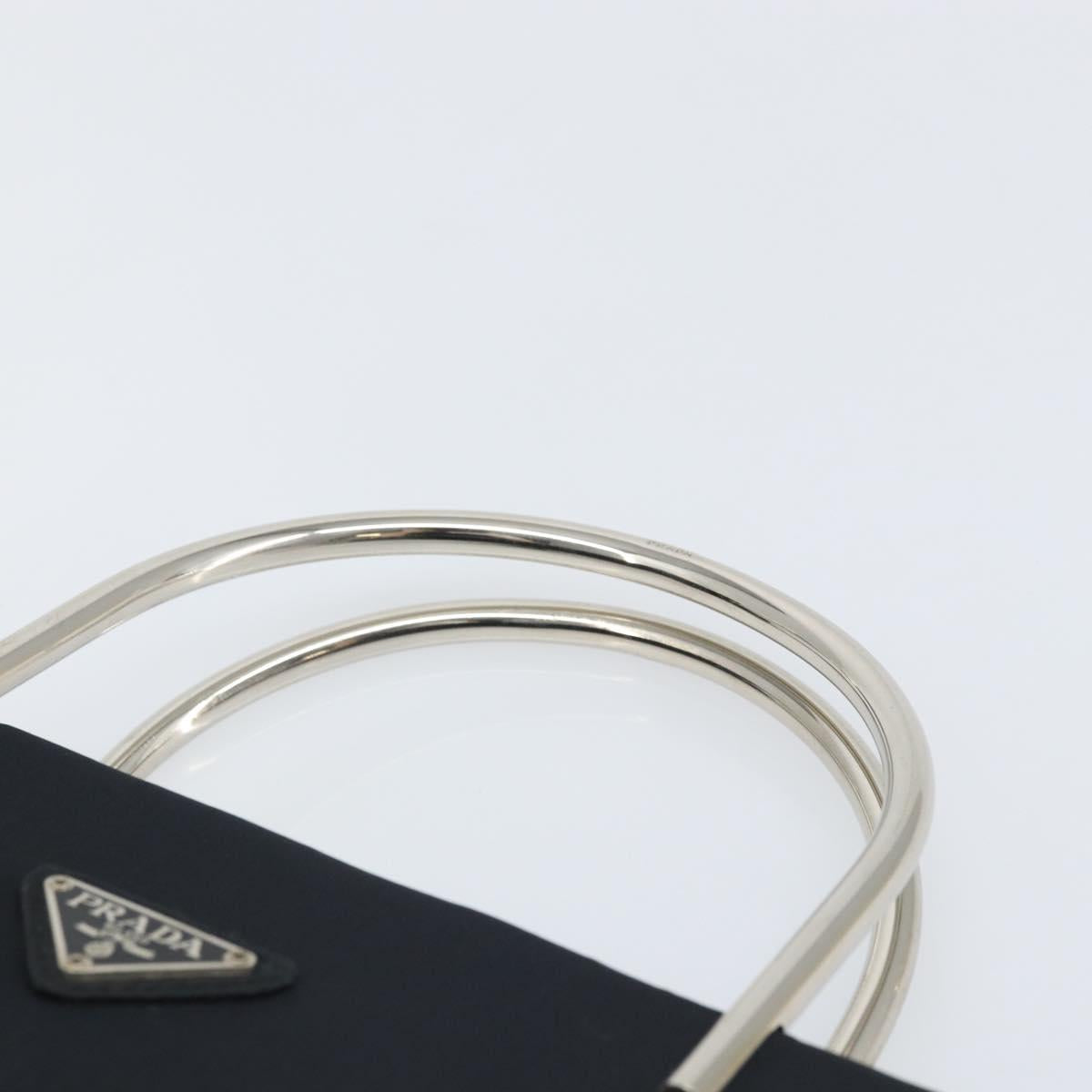 PRADA Hand Bag nylon metal Black Silver Auth 149917V