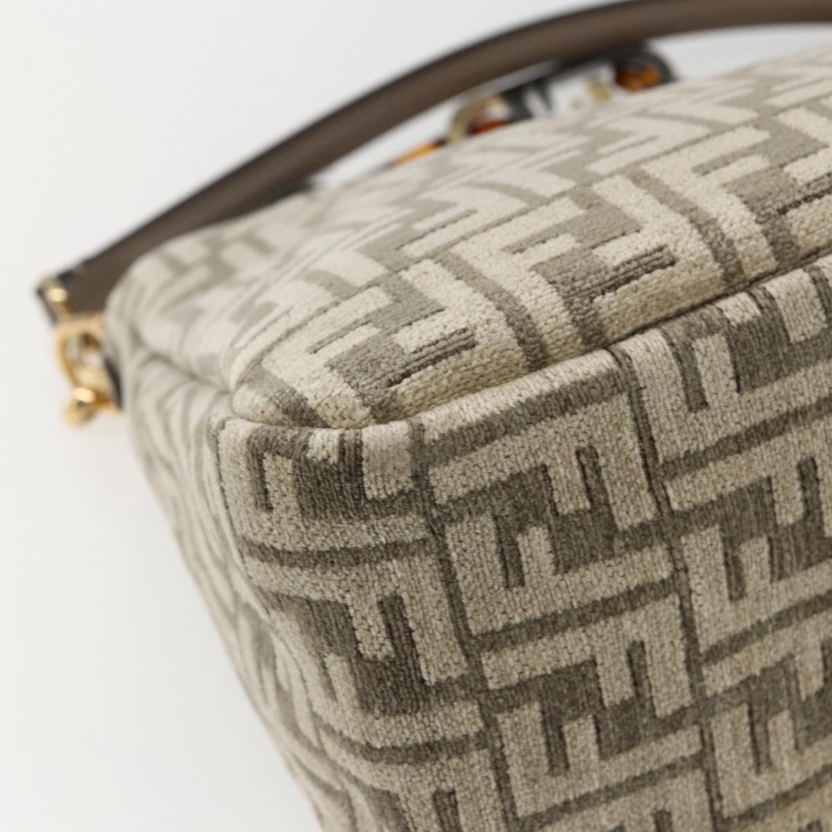 FENDI Zucca Canvas Hand Bag 2way Beige Gold Auth 149920SM