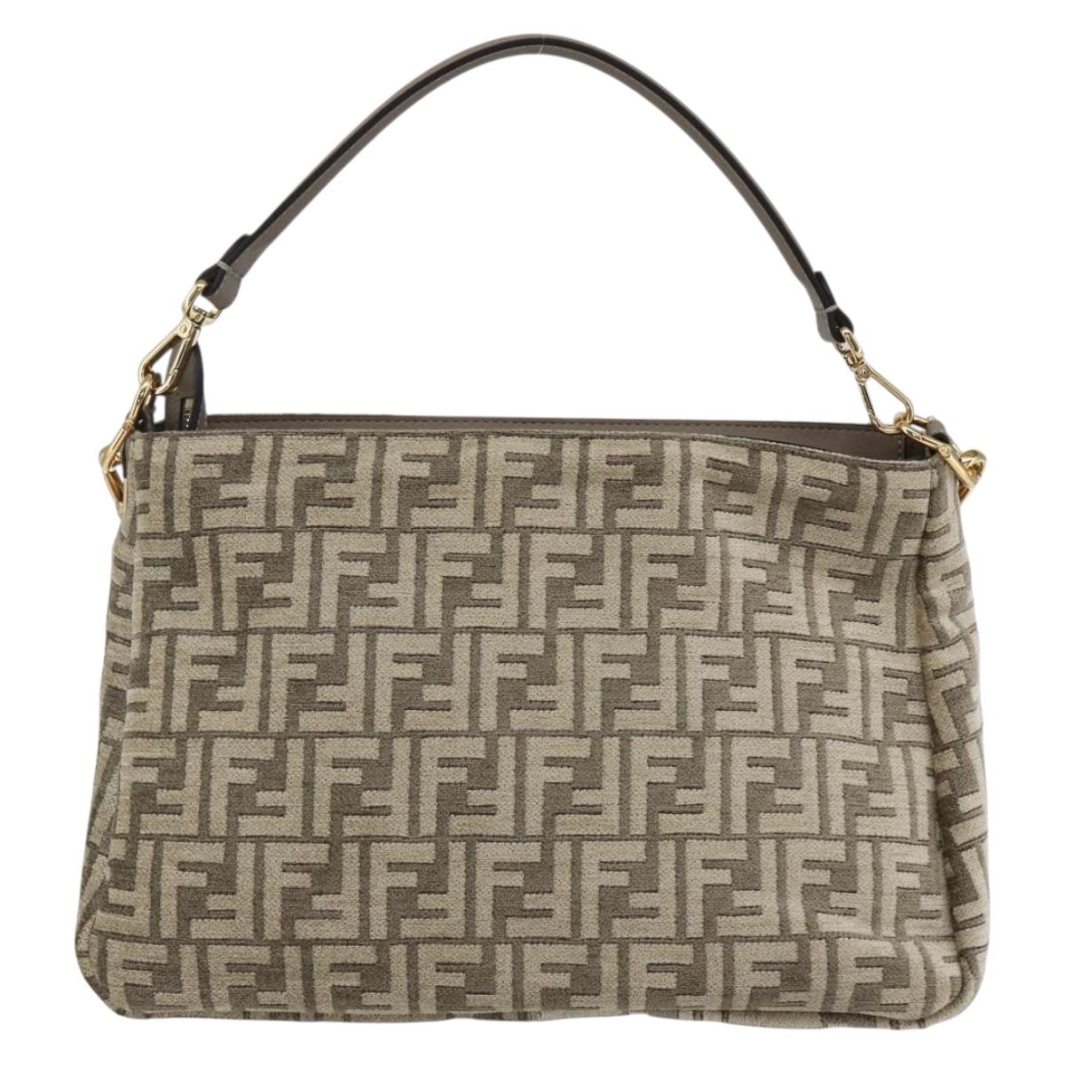 FENDI Zucca Canvas Hand Bag 2way Beige Gold Auth 149920SM