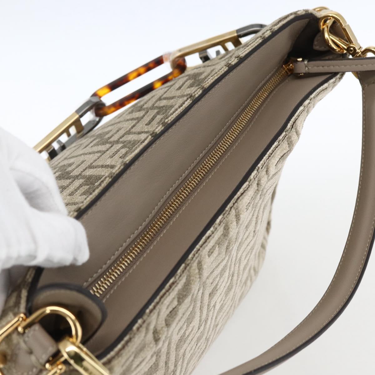 FENDI Zucca Canvas Hand Bag 2way Beige Gold Auth 149920SM