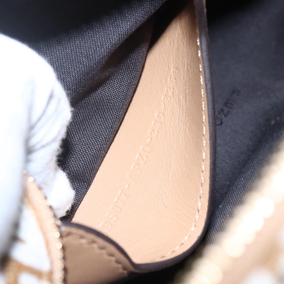 FENDI Zucchino Canvas Shoulder Bag Beige Gold Auth 149921SM