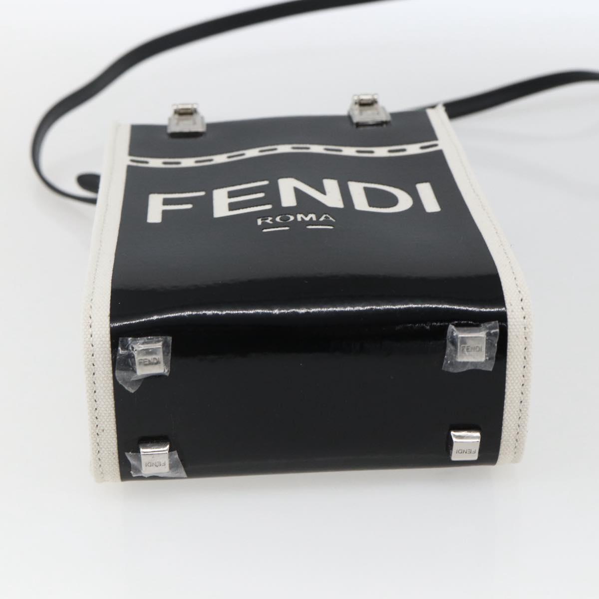 FENDI Sunshine Small Shopper Mini Bag Canvas Patent 2way Black Auth 149922SAM
