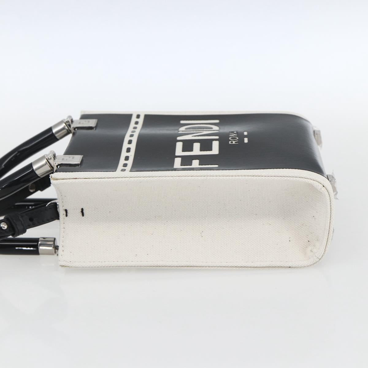 FENDI Sunshine Small Shopper Mini Bag Canvas Patent 2way Black Auth 149922SAM