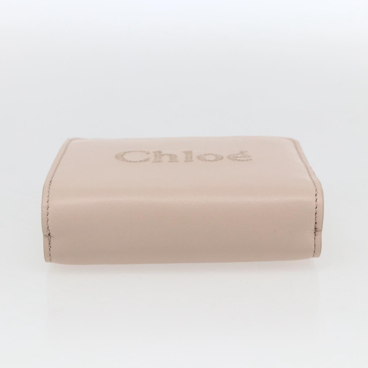 Chloe Sense Compact Wallet Leather Pink Gold Auth 149925V