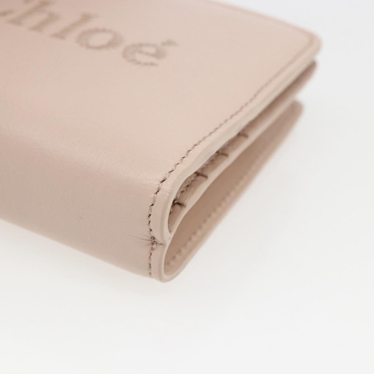 Chloe Sense Compact Wallet Leather Pink Gold Auth 149925V