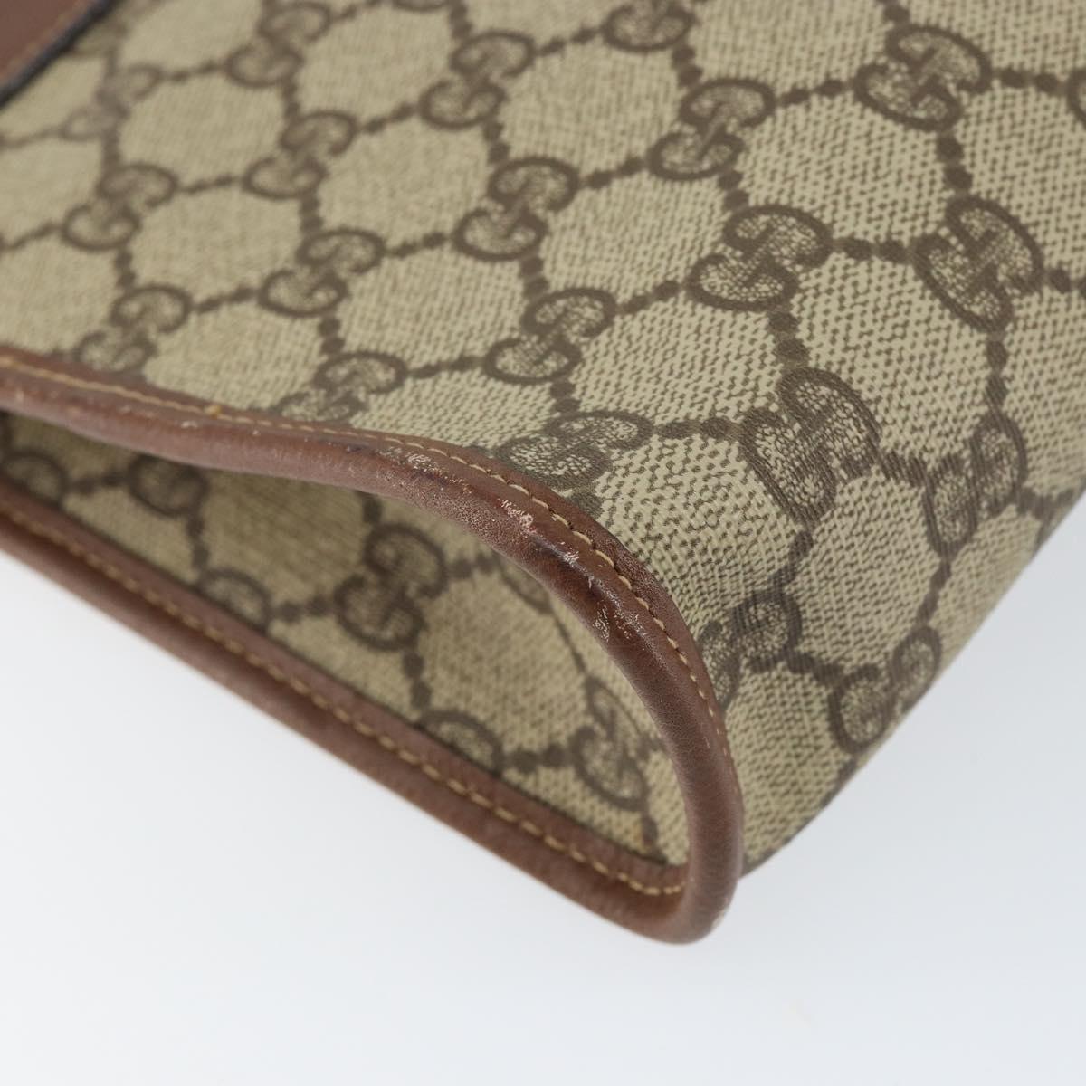 GUCCI GG Supreme Clutch Bag PVC Beige Gold 014 115 6063 Auth 149954