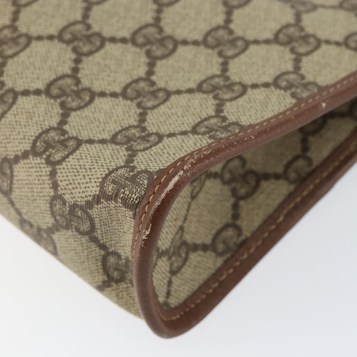 GUCCI GG Supreme Clutch Bag PVC Beige Gold 014 115 6063 Auth 149954