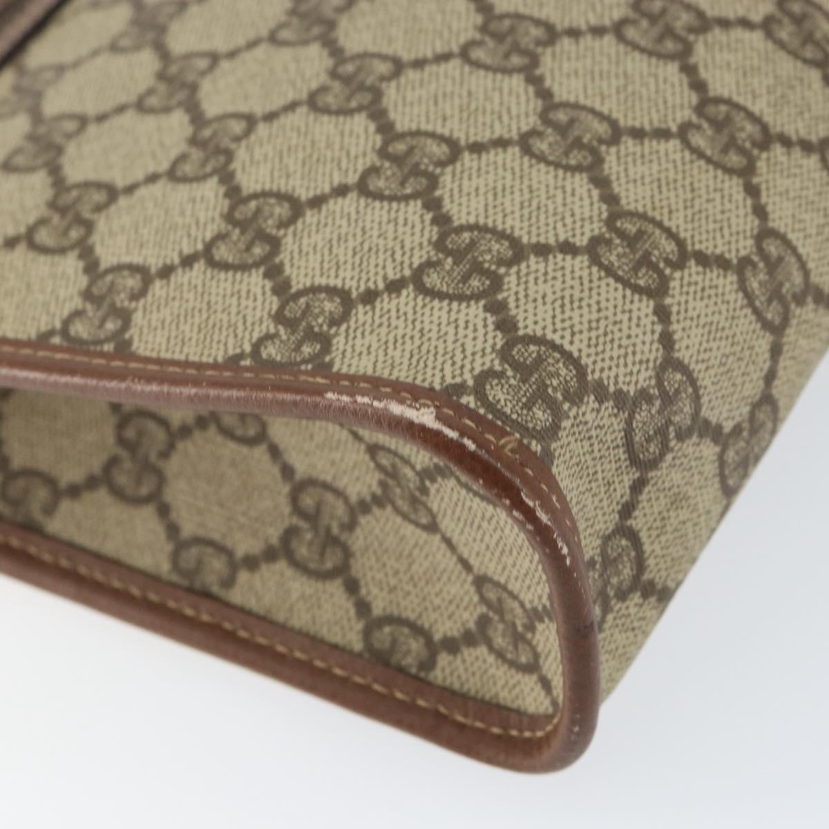 GUCCI GG Supreme Clutch Bag PVC Beige Gold 014 115 6063 Auth 149954