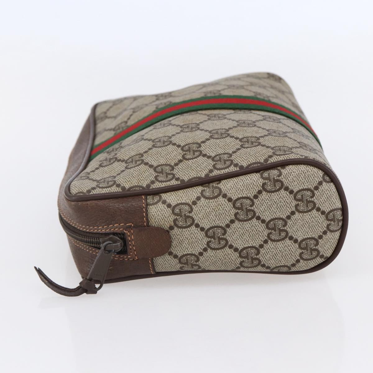 GUCCI GG Supreme Web Sherry Line Clutch Bag PVC Beige 156 01 012 Auth 149955