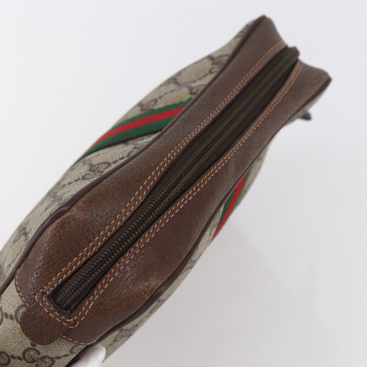 GUCCI GG Supreme Web Sherry Line Clutch Bag PVC Beige 156 01 012 Auth 149955