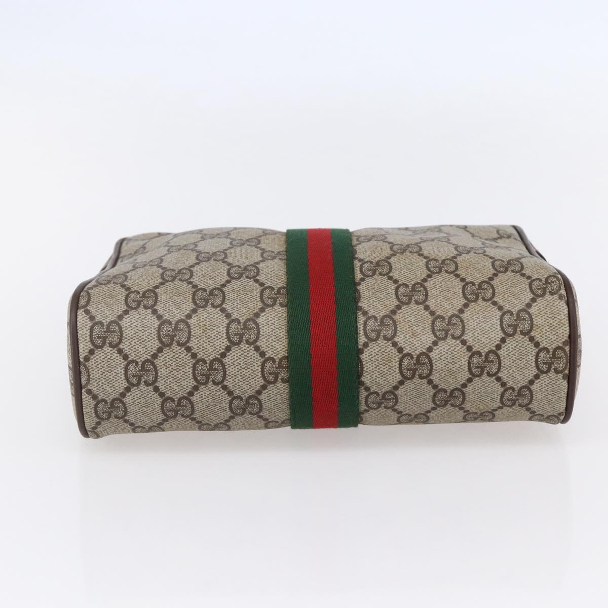 GUCCI GG Supreme Web Sherry Line Clutch Bag PVC Beige 156 01 012 Auth 149955