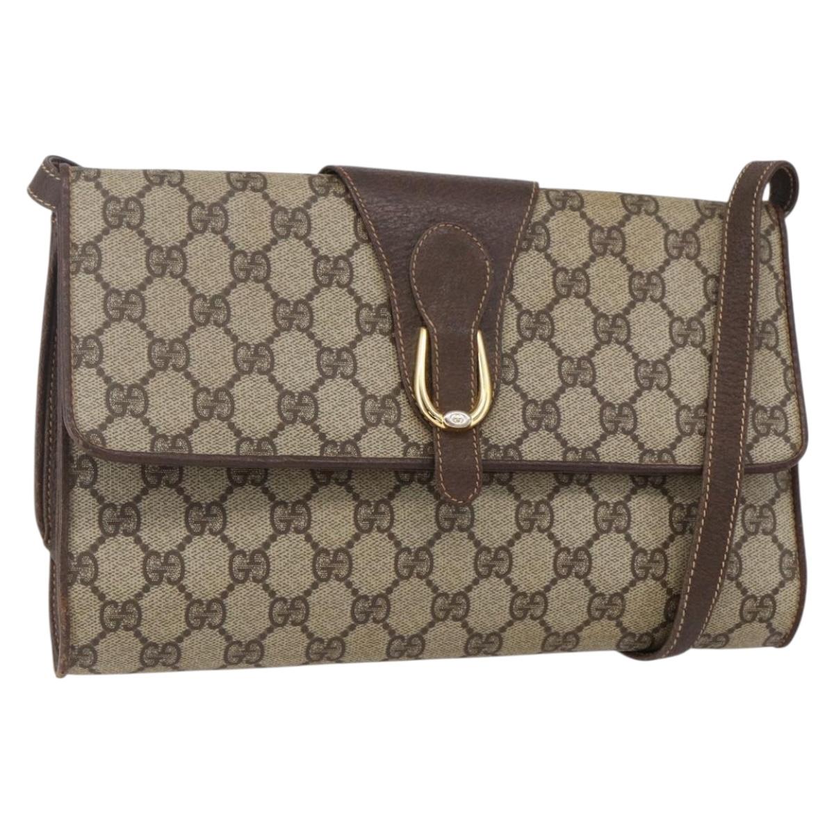 GUCCI GG Supreme Shoulder Bag PVC Beige Gold 904 02 050 Auth 149956