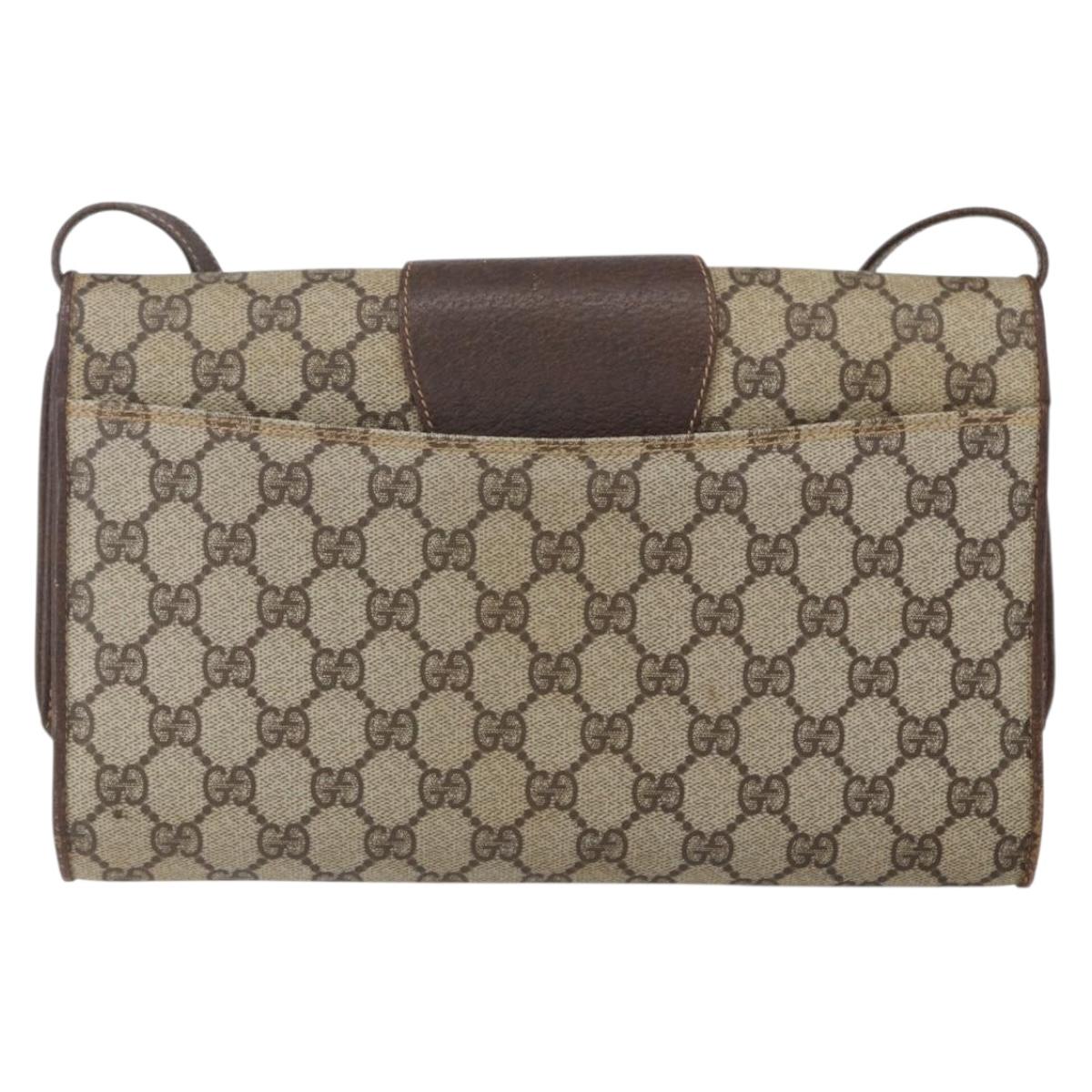 GUCCI GG Supreme Shoulder Bag PVC Beige Gold 904 02 050 Auth 149956