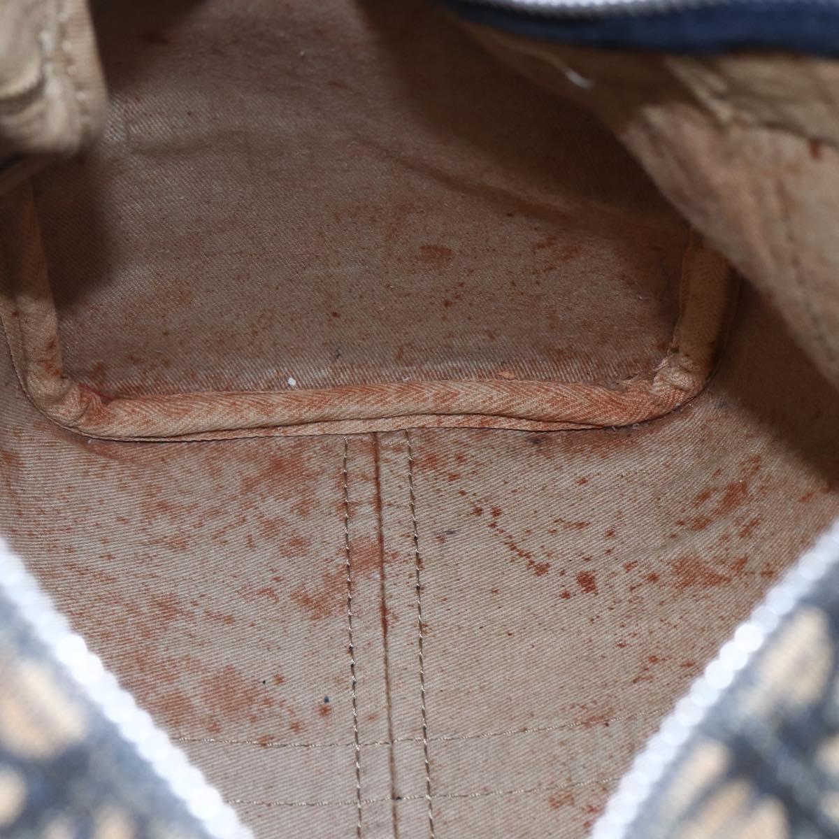 Christian Dior Trotter Canvas Boston Bag Navy Silver Auth 149972