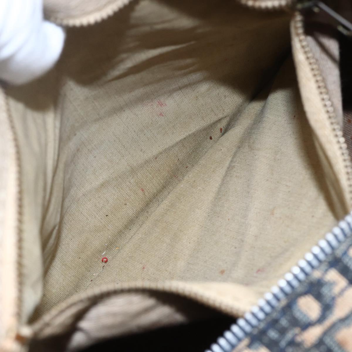 Christian Dior Trotter Canvas Boston Bag Navy Silver Auth 149972