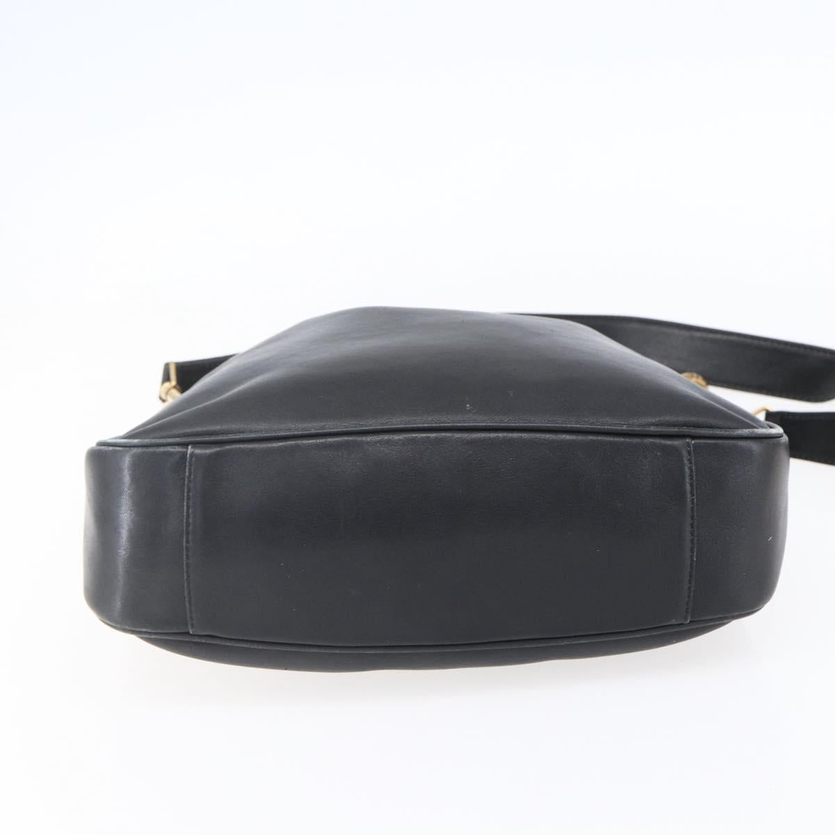 GUCCI Bamboo Shoulder Bag Leather 2way Black Gold 001 3754 1639 Auth 149973