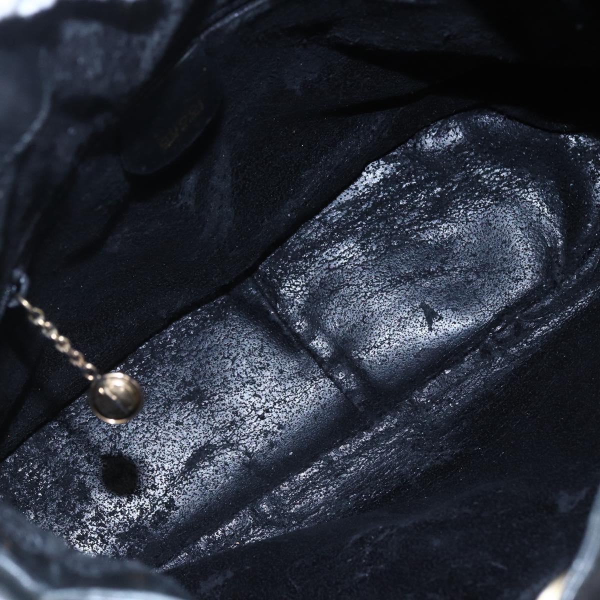 GUCCI Bamboo Shoulder Bag Leather 2way Black Gold 001 3754 1639 Auth 149973