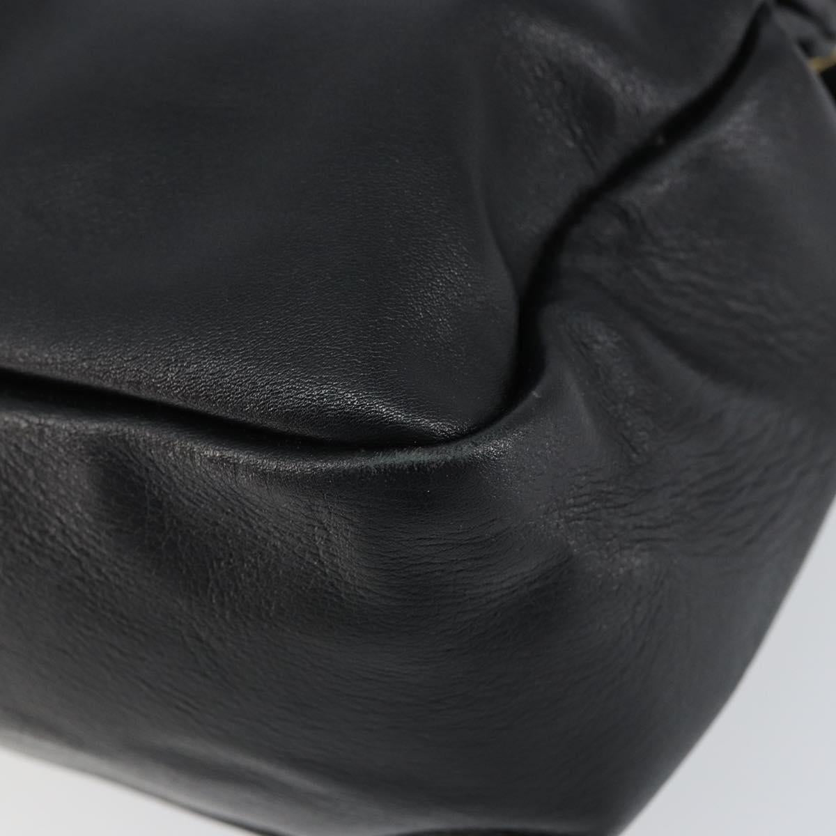 GUCCI Bamboo Hand Bag Leather Black Gold 000 1014 0575 Auth 149974