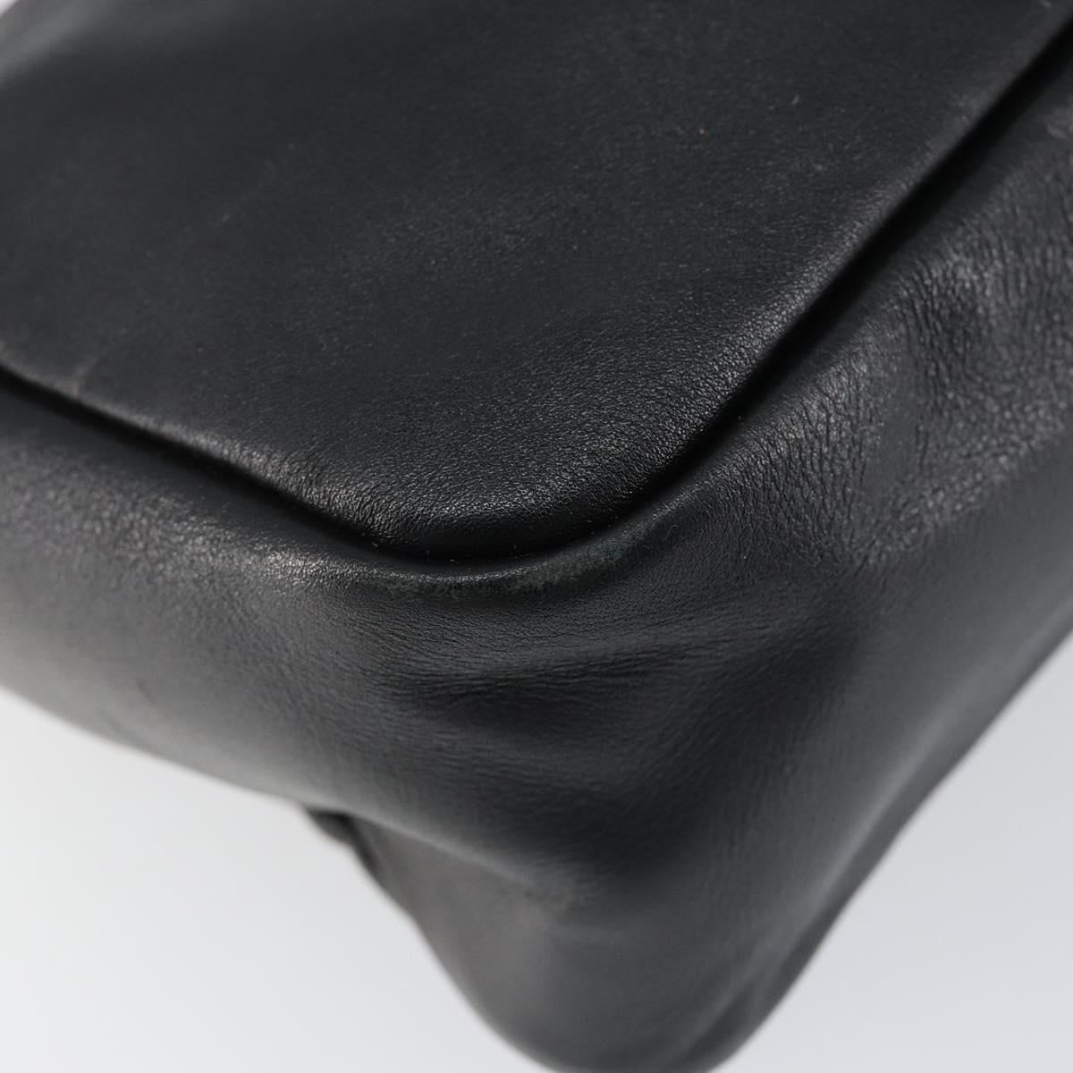 GUCCI Bamboo Hand Bag Leather Black Gold 000 1014 0575 Auth 149974