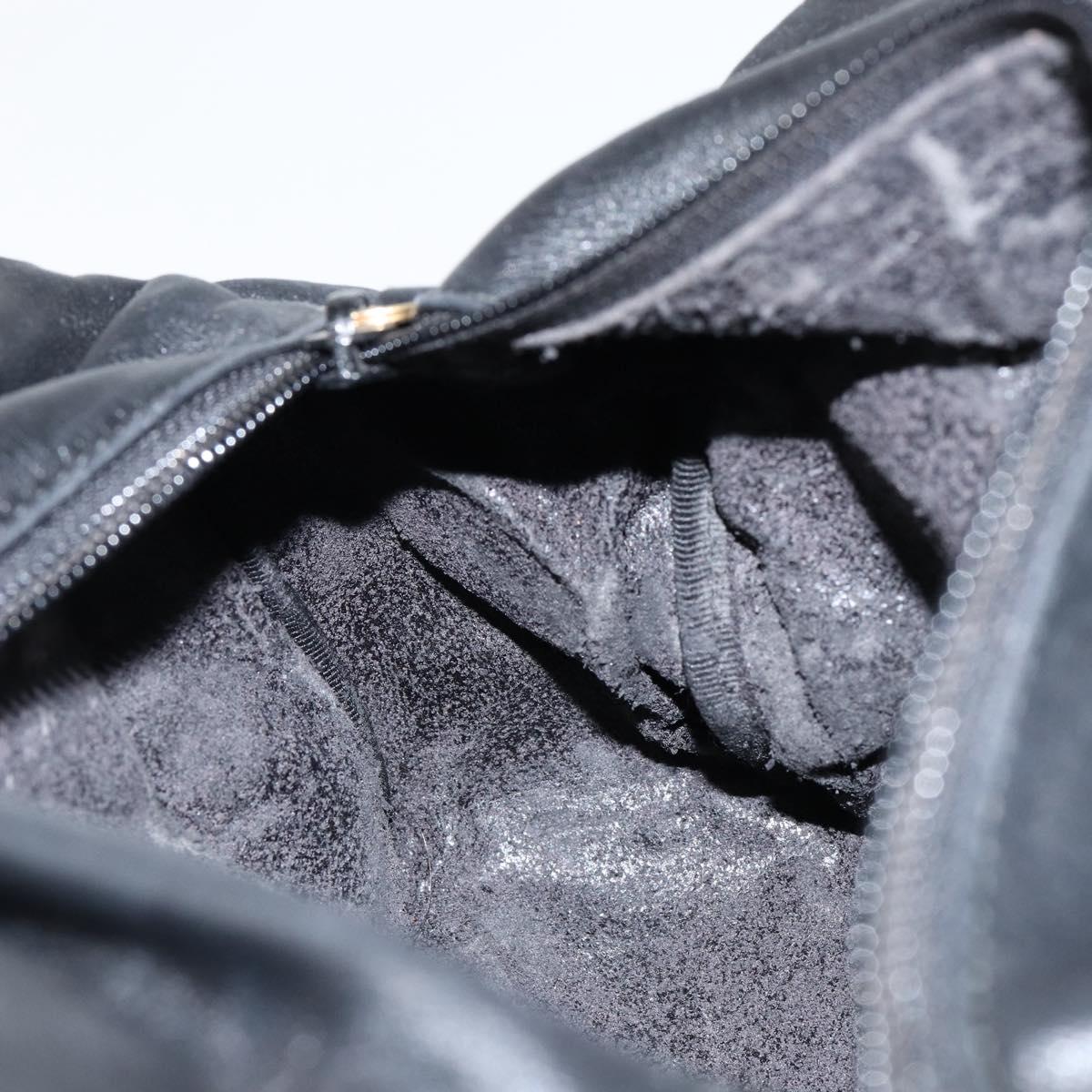 GUCCI Bamboo Hand Bag Leather Black Gold 000 1014 0575 Auth 149974