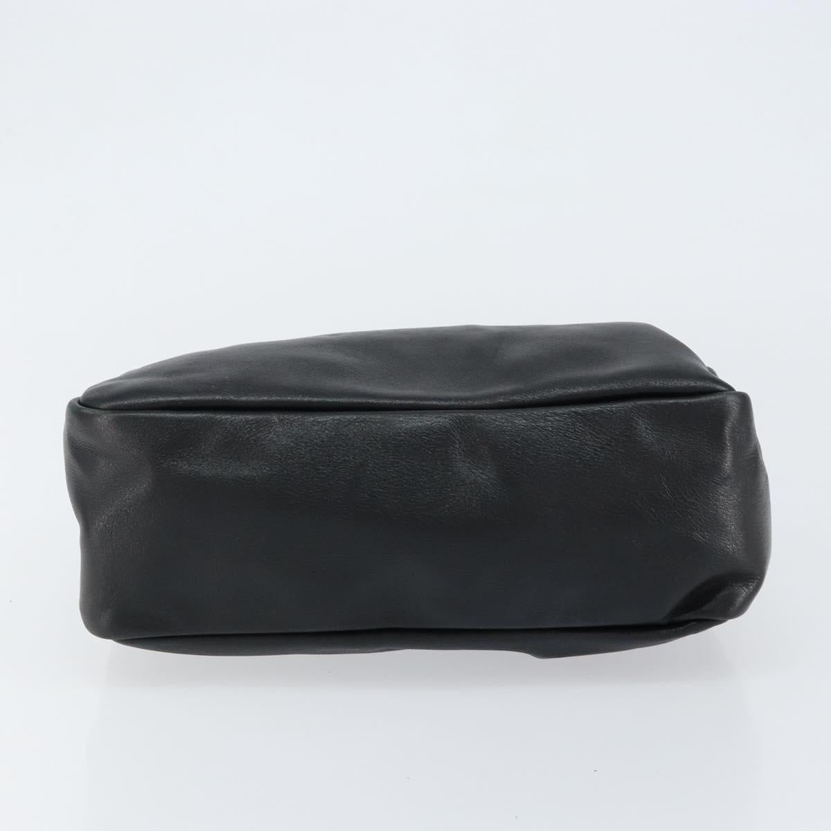 GUCCI Bamboo Hand Bag Leather Black Gold 000 1014 0575 Auth 149974