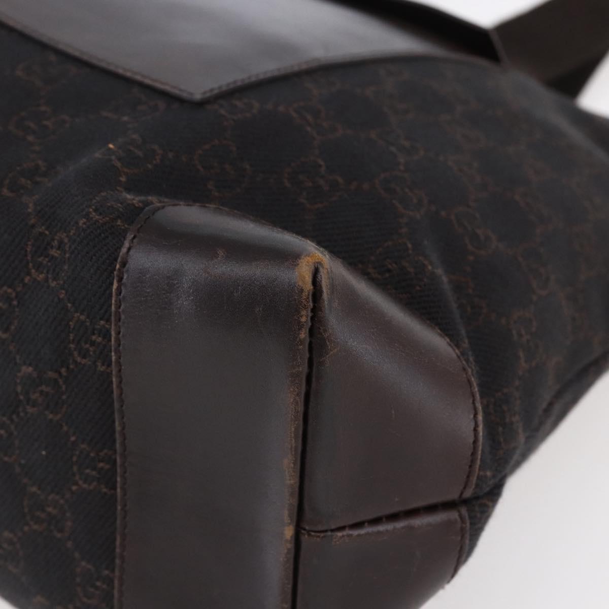 GUCCI GG Canvas Tote Bag Brown Silver 34339 Auth 149975