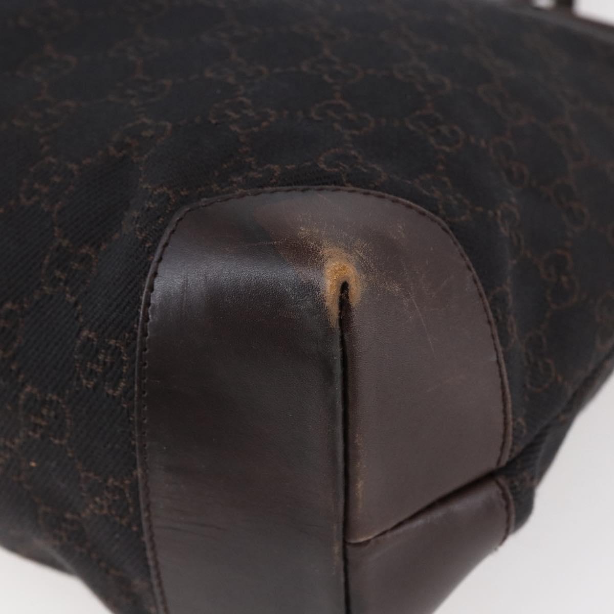 GUCCI GG Canvas Tote Bag Brown Silver 34339 Auth 149975