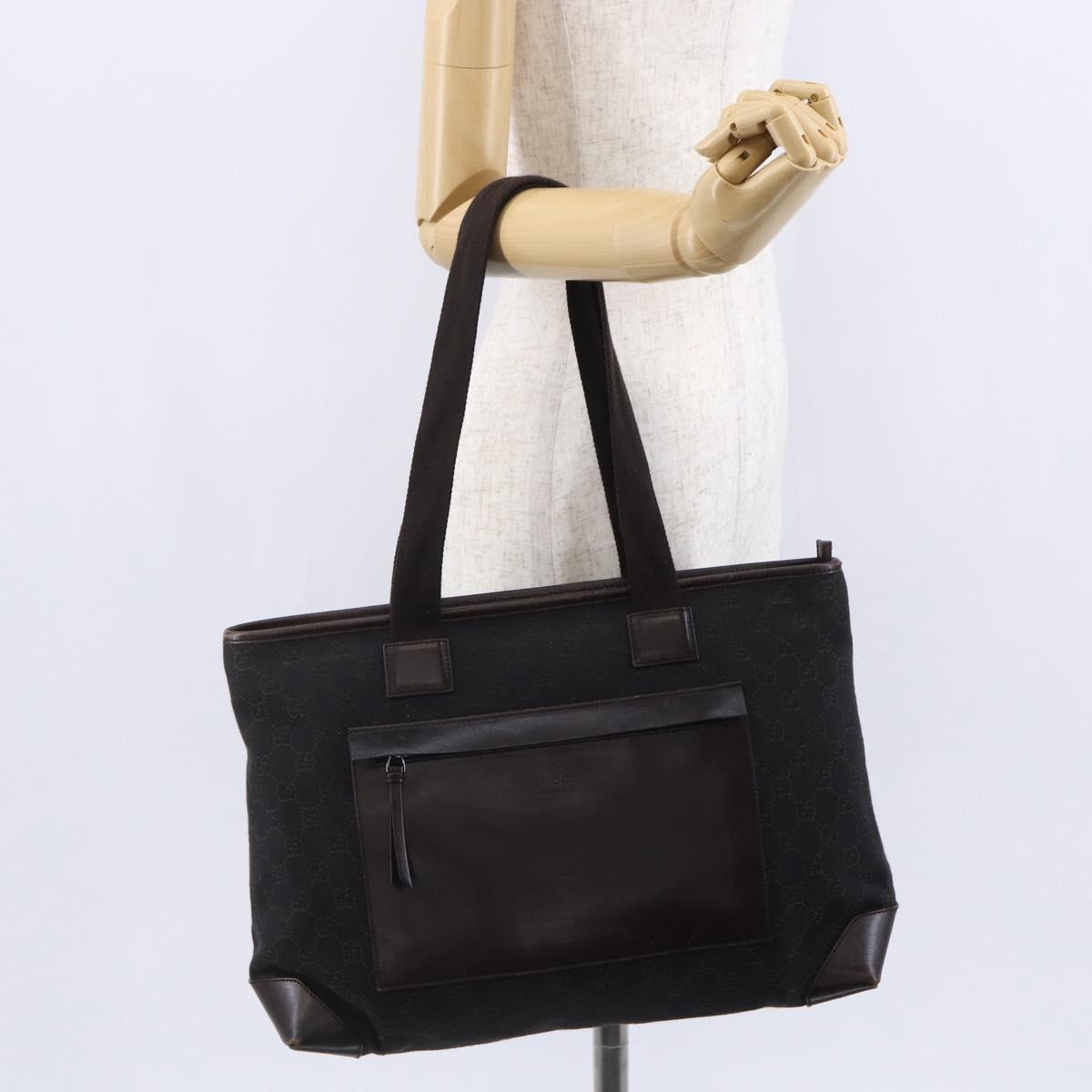 GUCCI GG Canvas Tote Bag Brown Silver 34339 Auth 149975