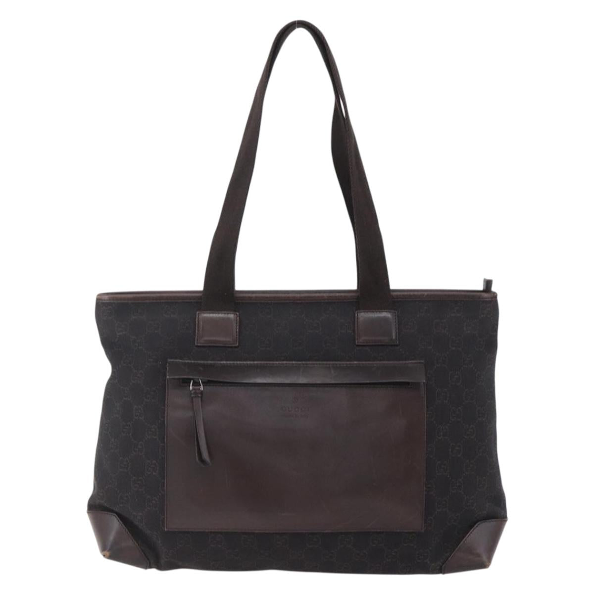 GUCCI GG Canvas Tote Bag Brown Silver 34339 Auth 149975