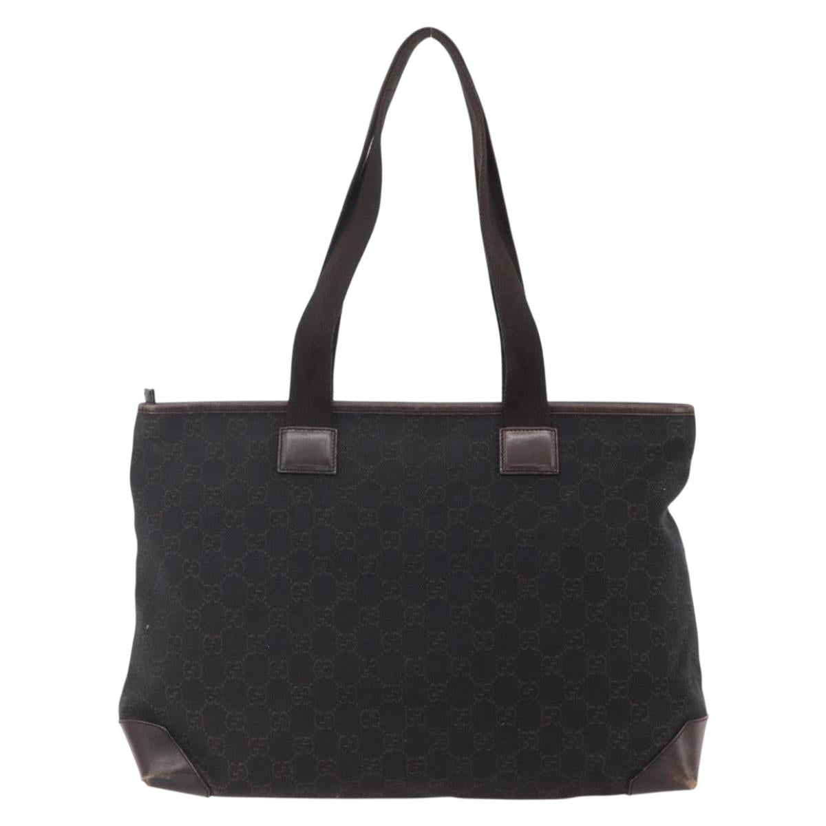 GUCCI GG Canvas Tote Bag Brown Silver 34339 Auth 149975