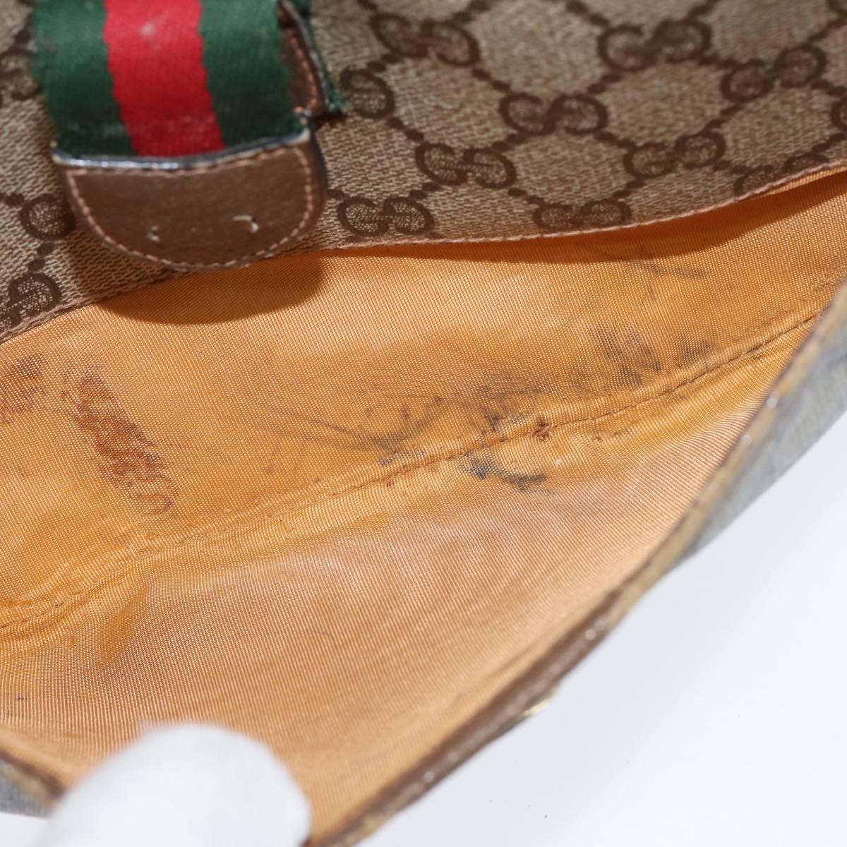 GUCCI GG Supreme Web Sherry Line Bag PVC Beige Gold 89 02 032 Auth 149979