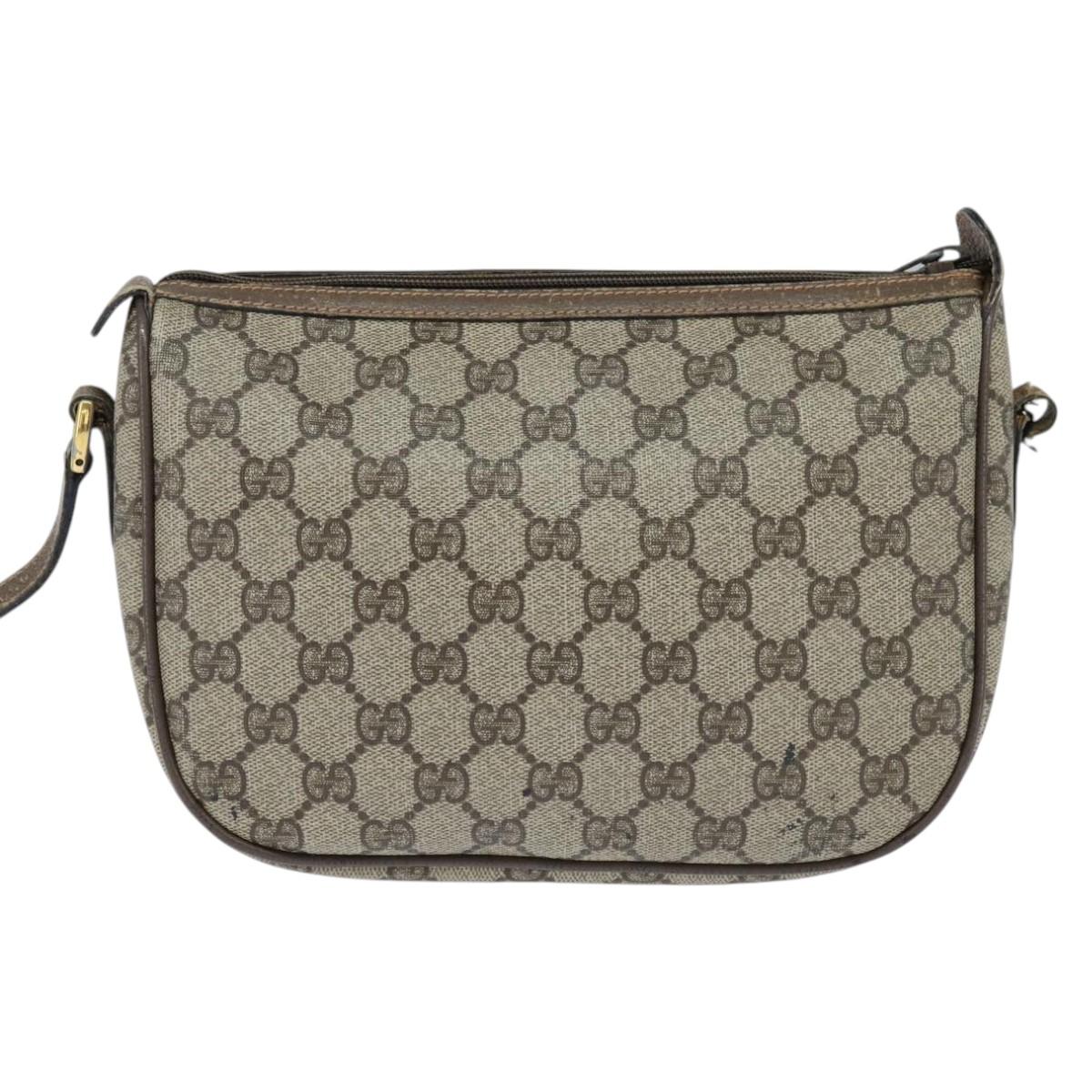 GUCCI GG Supreme Web Sherry Line Bag PVC Beige Gold 89 02 032 Auth 149979