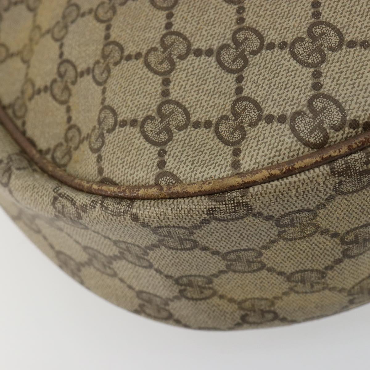 GUCCI GG Supreme Shoulder Bag PVC Beige Gold Auth 149980